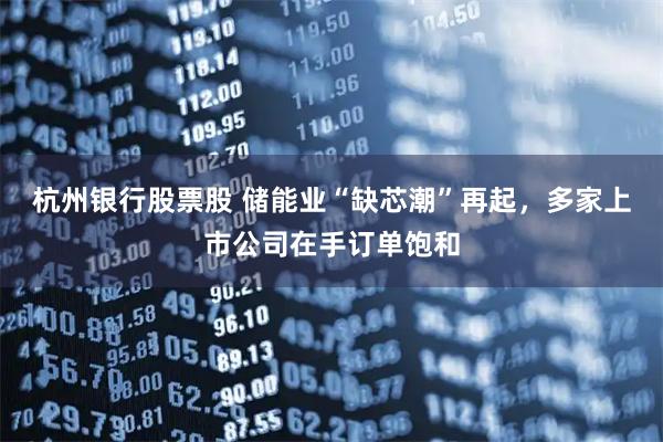 杭州银行股票股 储能业“缺芯潮”再起，多家上市公司在手订单饱和